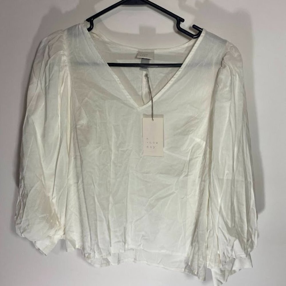 a new day white balloon sleeve top